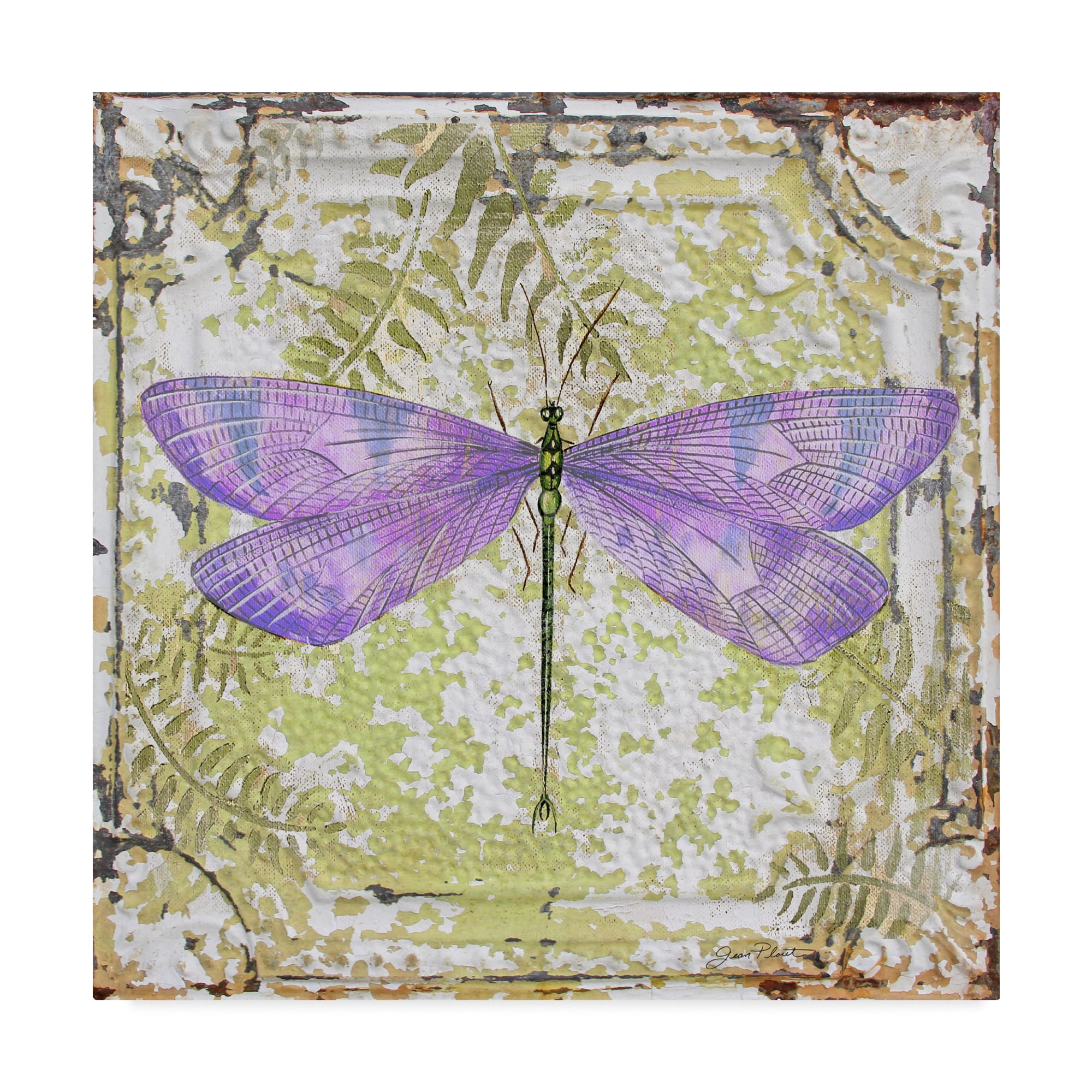 Trademark Fine Art 'Dragonfly On Tin Tile 4' Canvas Art by Jean Plout