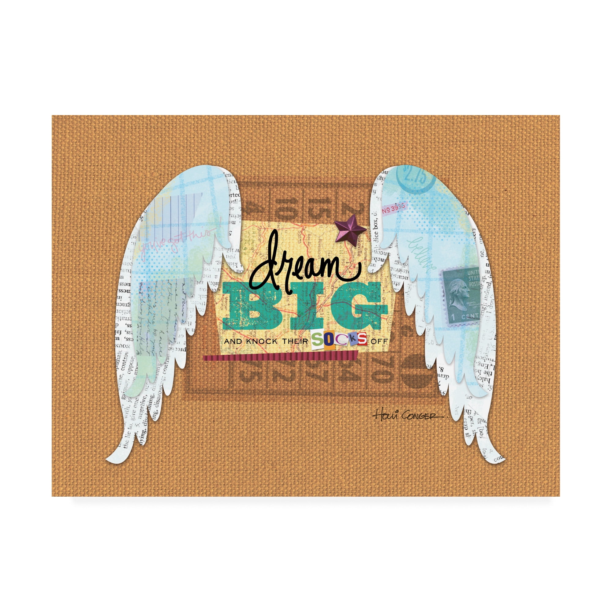 Trademark Fine Art 'Dream Big Angel Wings' Canvas Art by Holli Conger