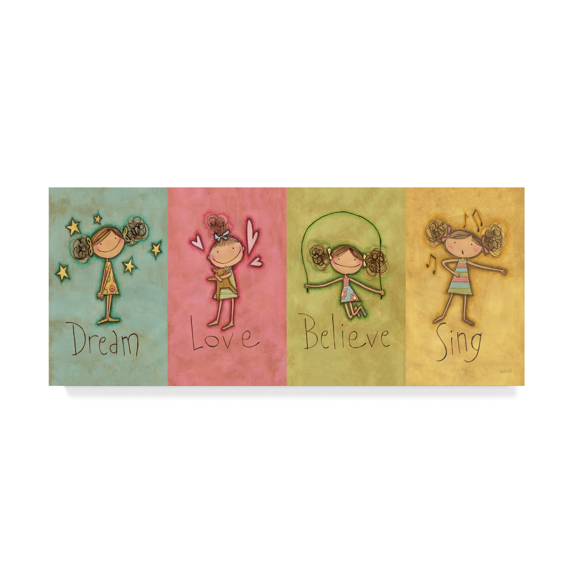 Trademark Fine Art 'Dream Love Believe Sing Panel v3' Canvas Art by Anne Tavoletti