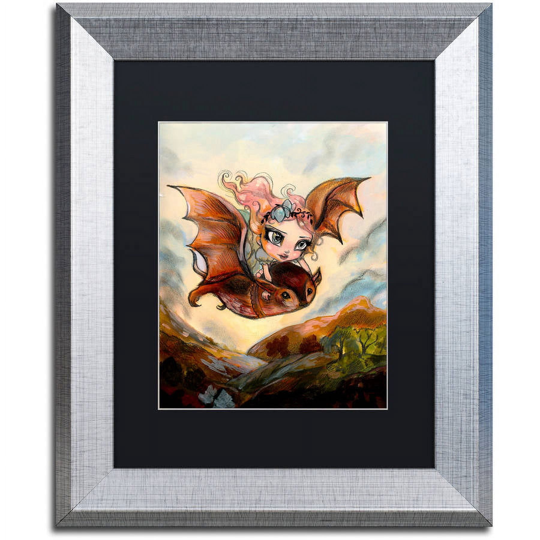 Trademark Fine Art "Dreaming Of Flying" Canvas Art by Natasha Wescoat, Black Matte, Silver Frame
