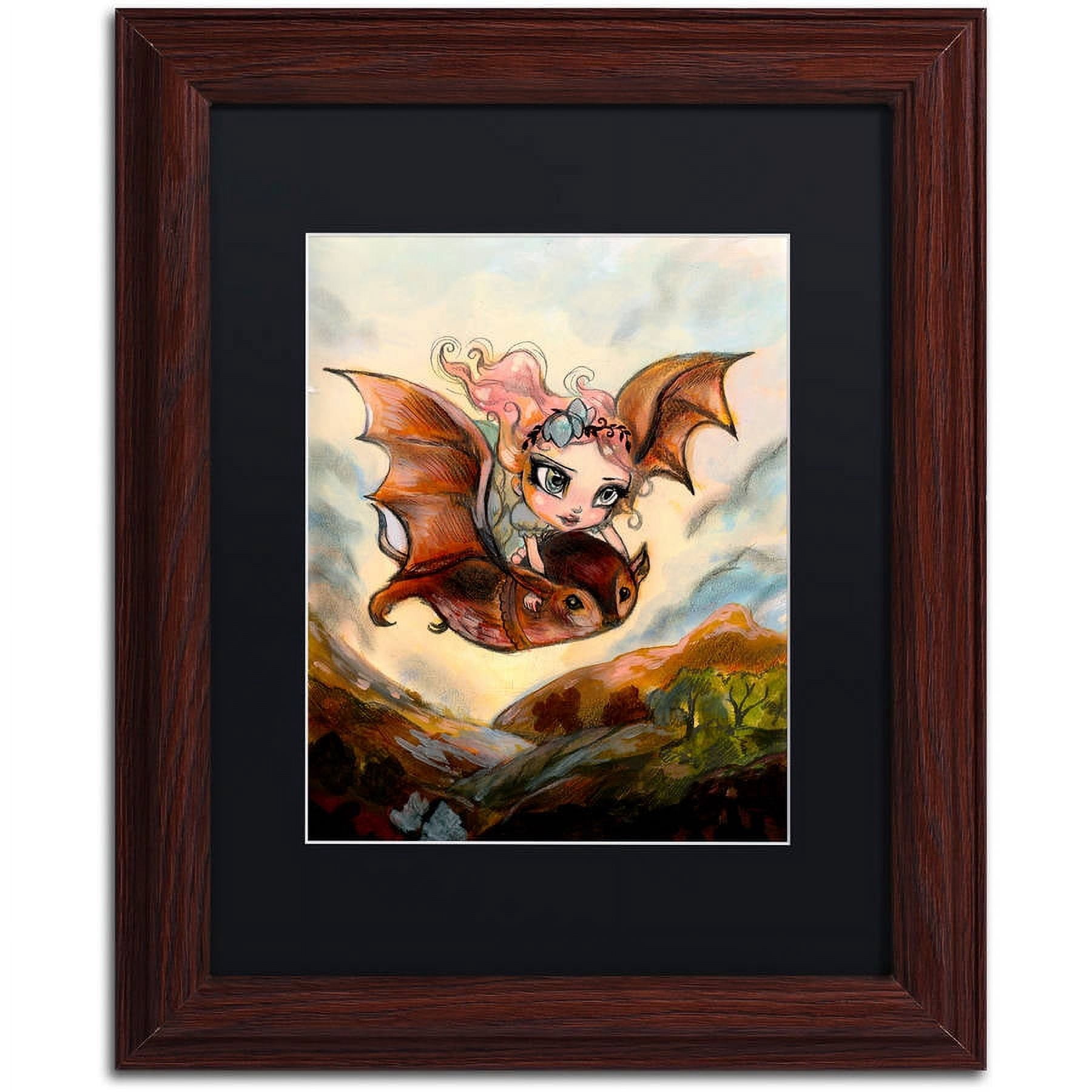 Trademark Fine Art "Dreaming Of Flying" Canvas Art by Natasha Wescoat, Black Matte, Wood Frame