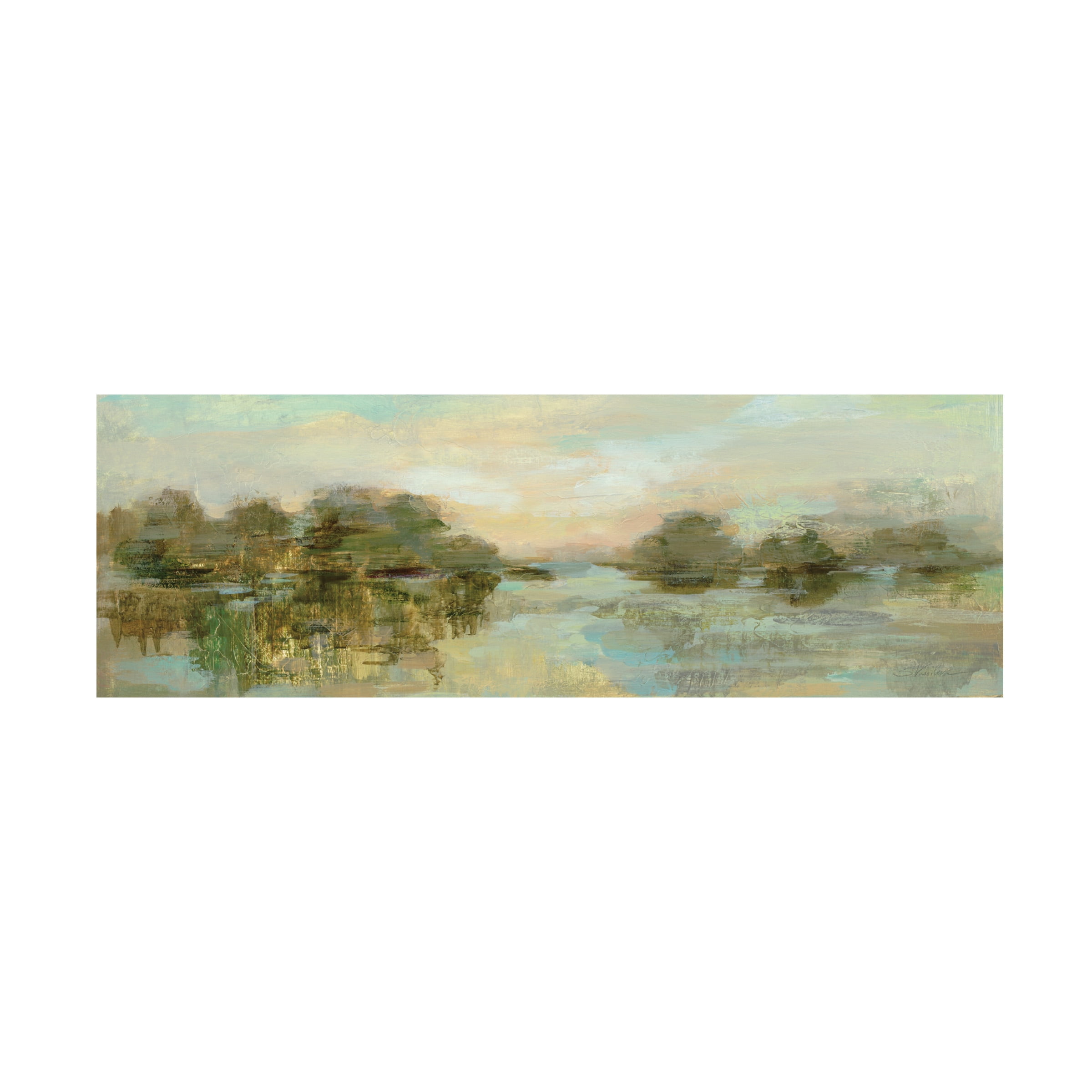 Trademark Fine Art Silvia Vassileva Dreamy Lake Green Crop Canvas Wall Art - 16x47