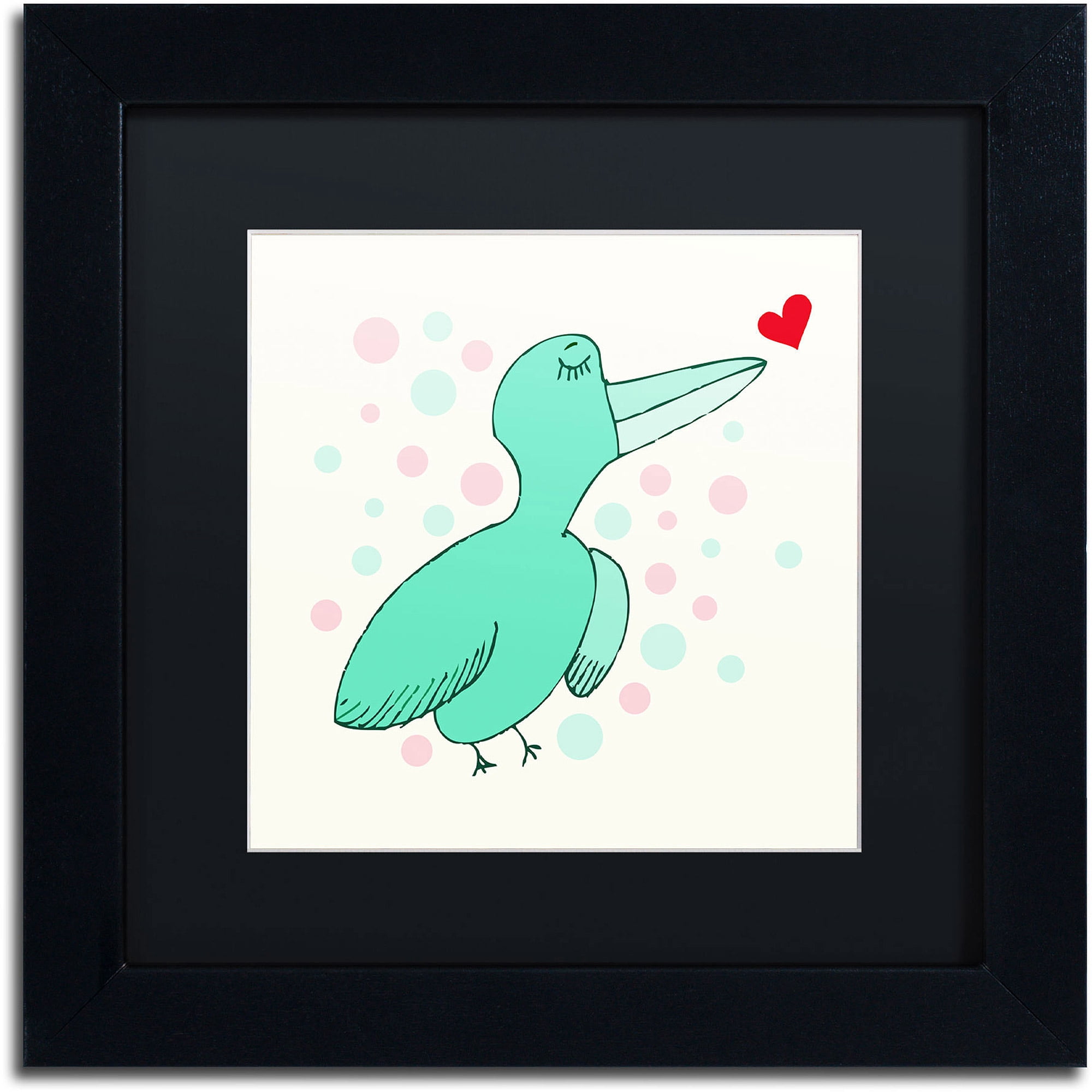 Trademark Fine Art "Dreamy Love Bird" Canvas Art by Carla Martell, Black Matte, Black Frame