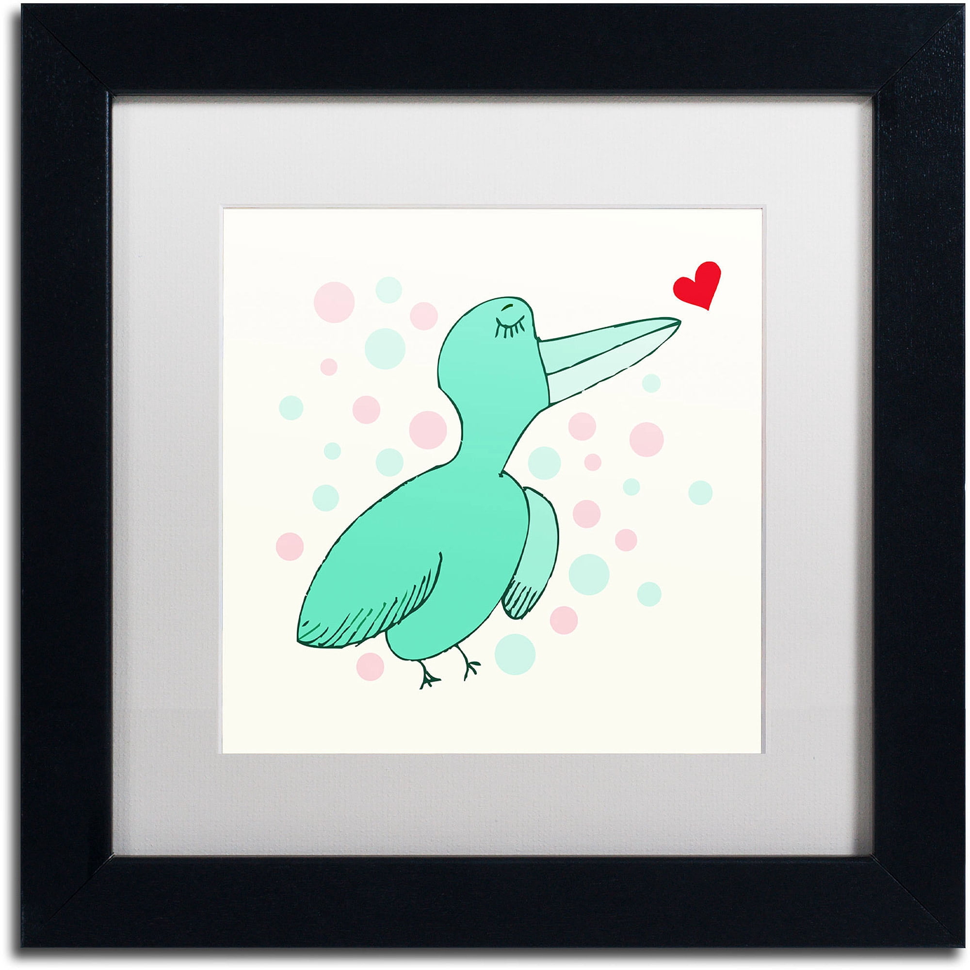 Trademark Fine Art "Dreamy Love Bird" Canvas Art by Carla Martell, White Matte, Black Frame