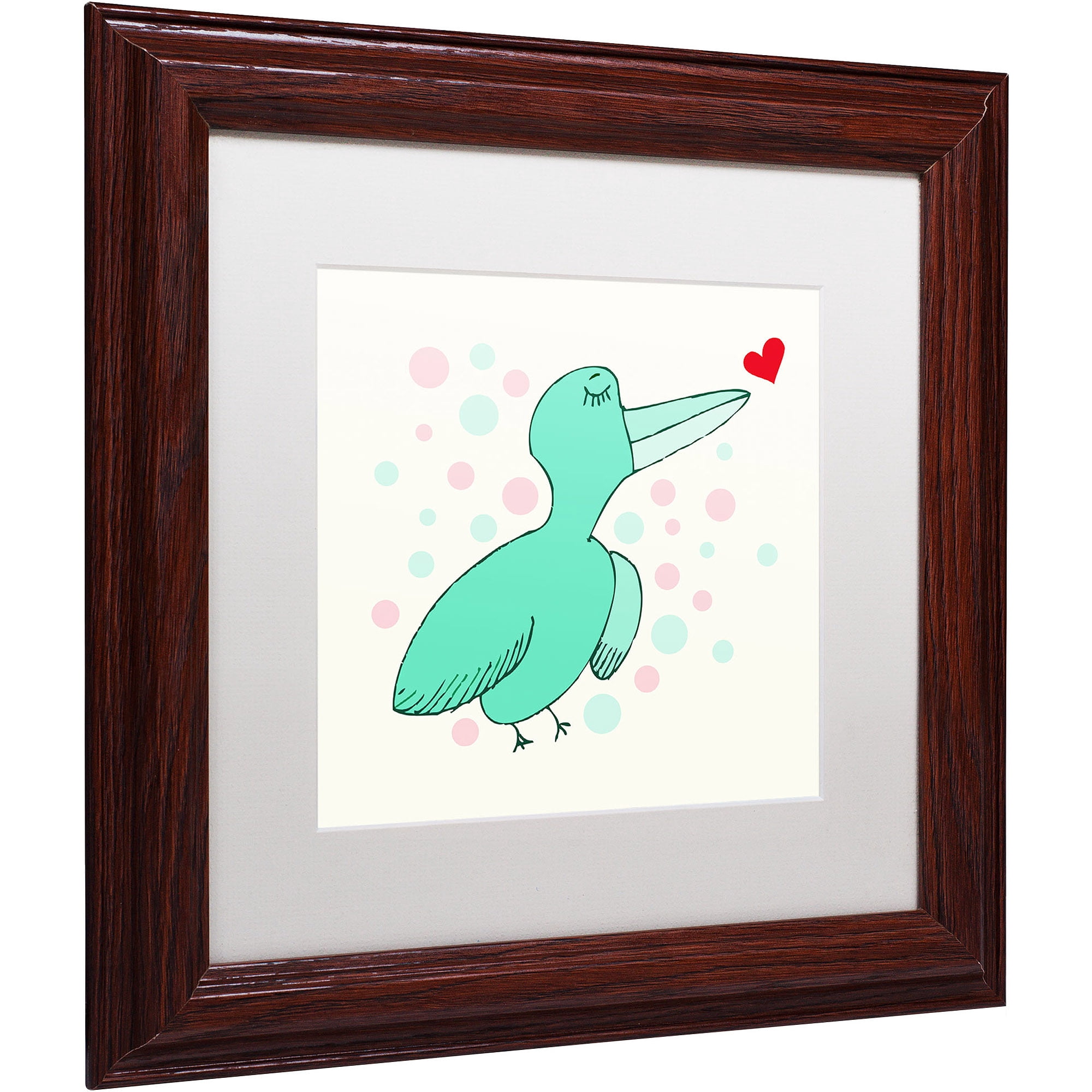 Trademark Fine Art "Dreamy Love Bird" Canvas Art by Carla Martell, White Matte, Wood Frame