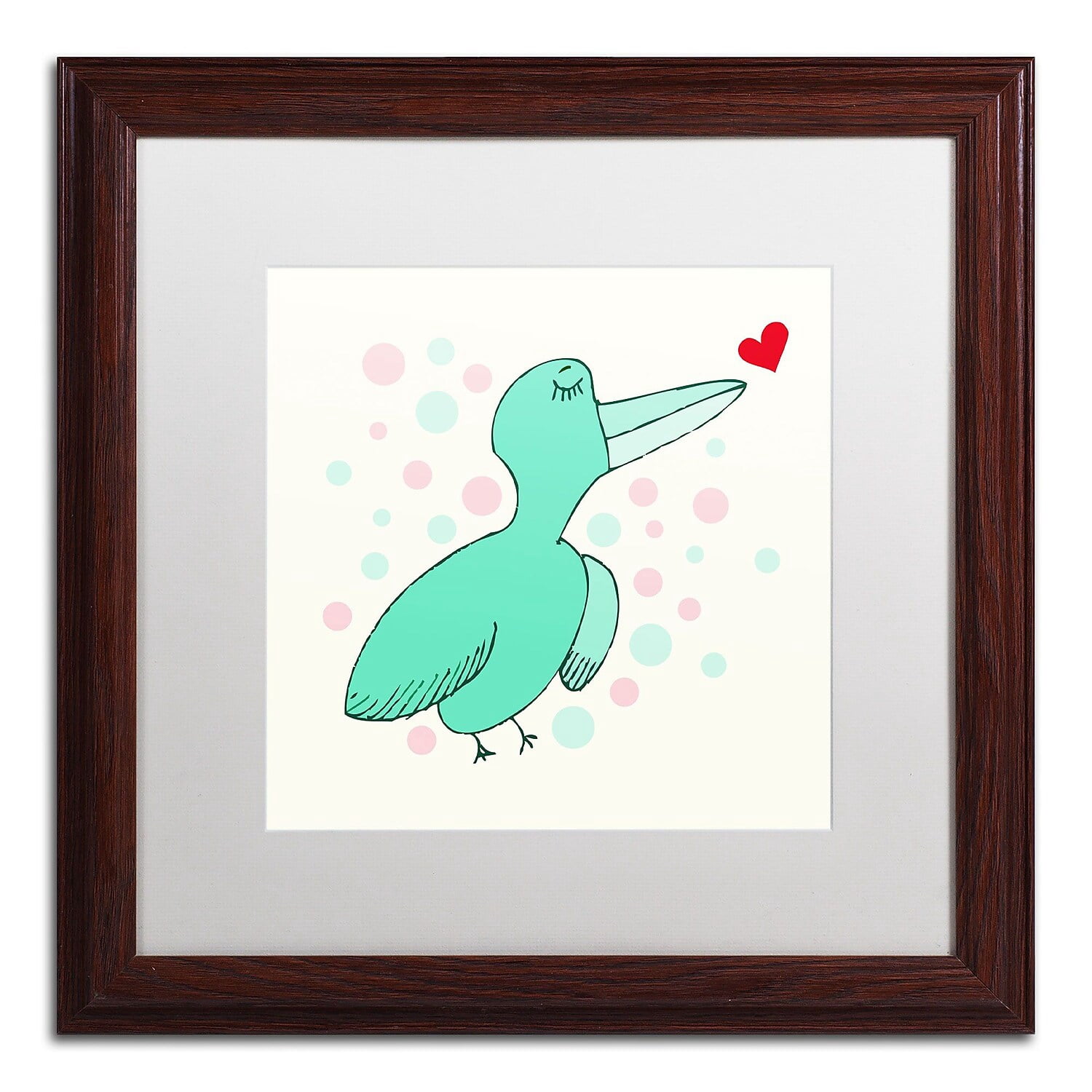 Trademark Fine Art "Dreamy Love Bird" Canvas Art by Carla Martell, White Matte, Wood Frame