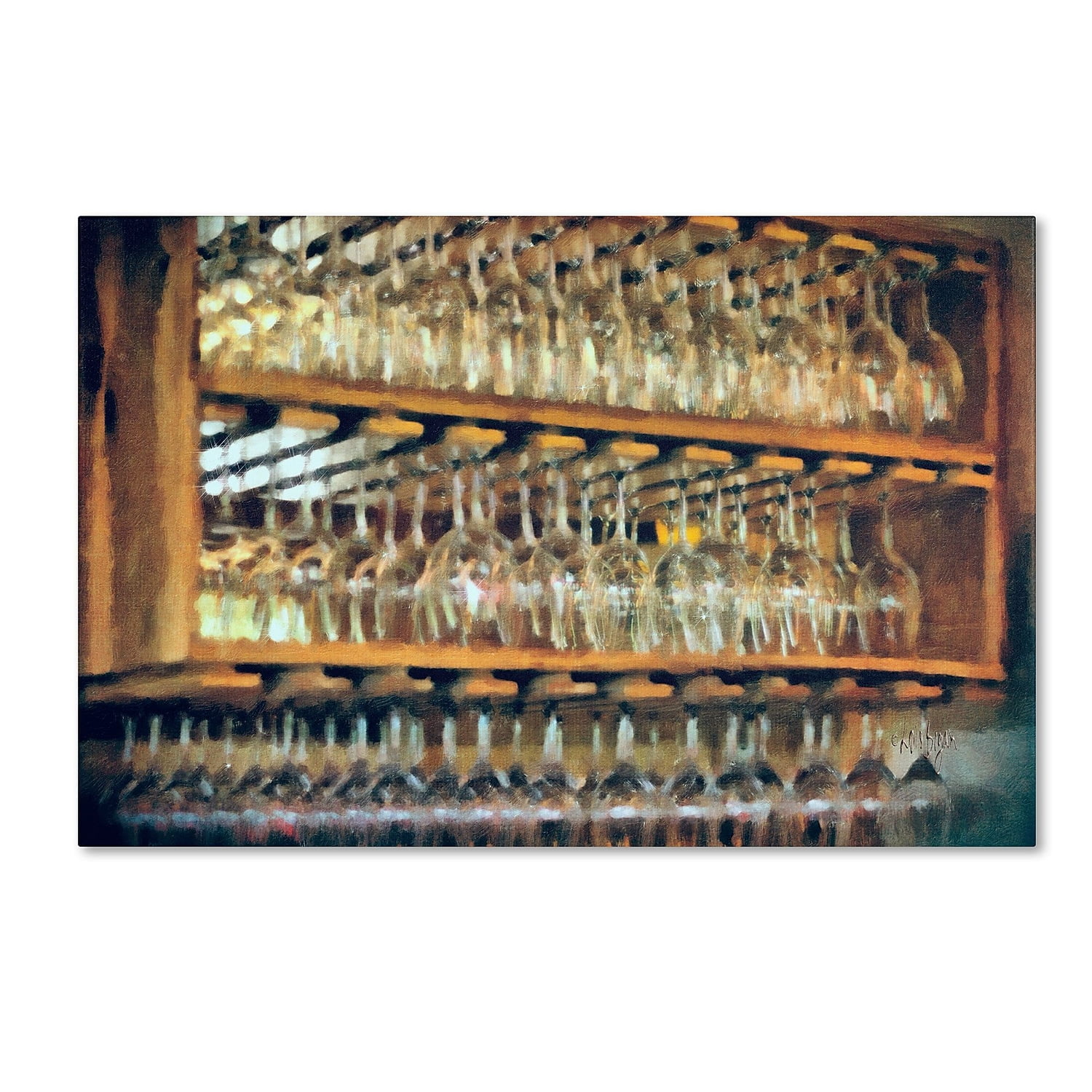 Smoky Gold Wine Glasses Canvas Art, 12x19 Inch