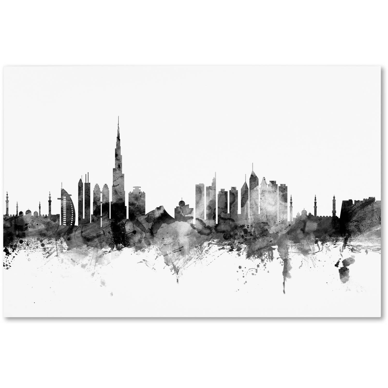 Trademark Fine Art "Dubai Skyline B&W" Canvas Art by Michael Tompsett