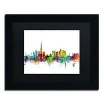 Trademark Fine Art "Dubai Skyline" Canvas Art by Michael Tompsett Black Matte, Black Frame