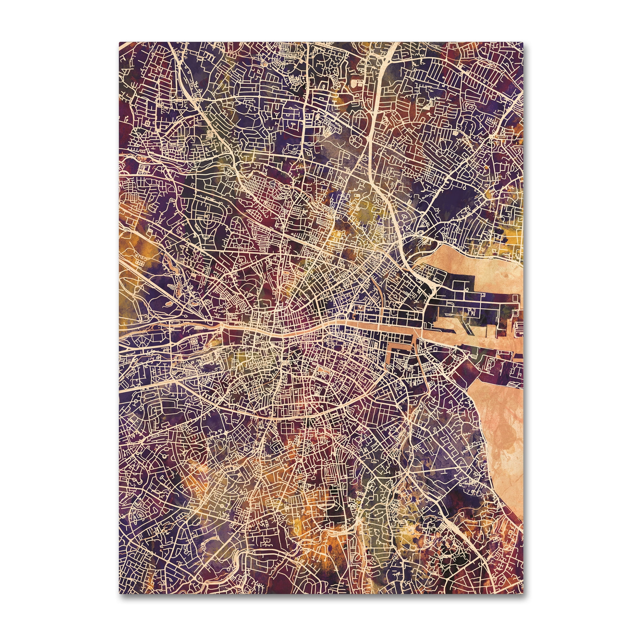 Trademark Fine Art 'Dublin Ireland City Map II' Canvas Art by Michael Tompsett