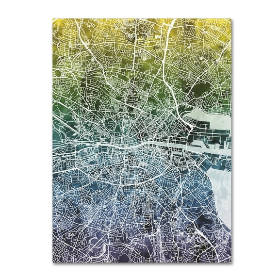 Trademark Fine Art 'Dublin Ireland City Map IV' Canvas Art by Michael Tompsett