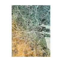 Trademark Fine Art 'Dublin Ireland City Map Teal Orange' Canvas Art by Michael Tompsett
