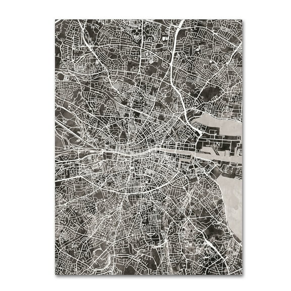 Trademark Fine Art 'Dublin Ireland City Map V' Canvas Art by Michael Tompsett