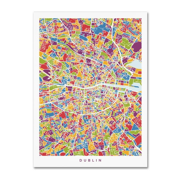 Trademark Fine Art 'Dublin Ireland City Map VI' Canvas Art by Michael Tompsett