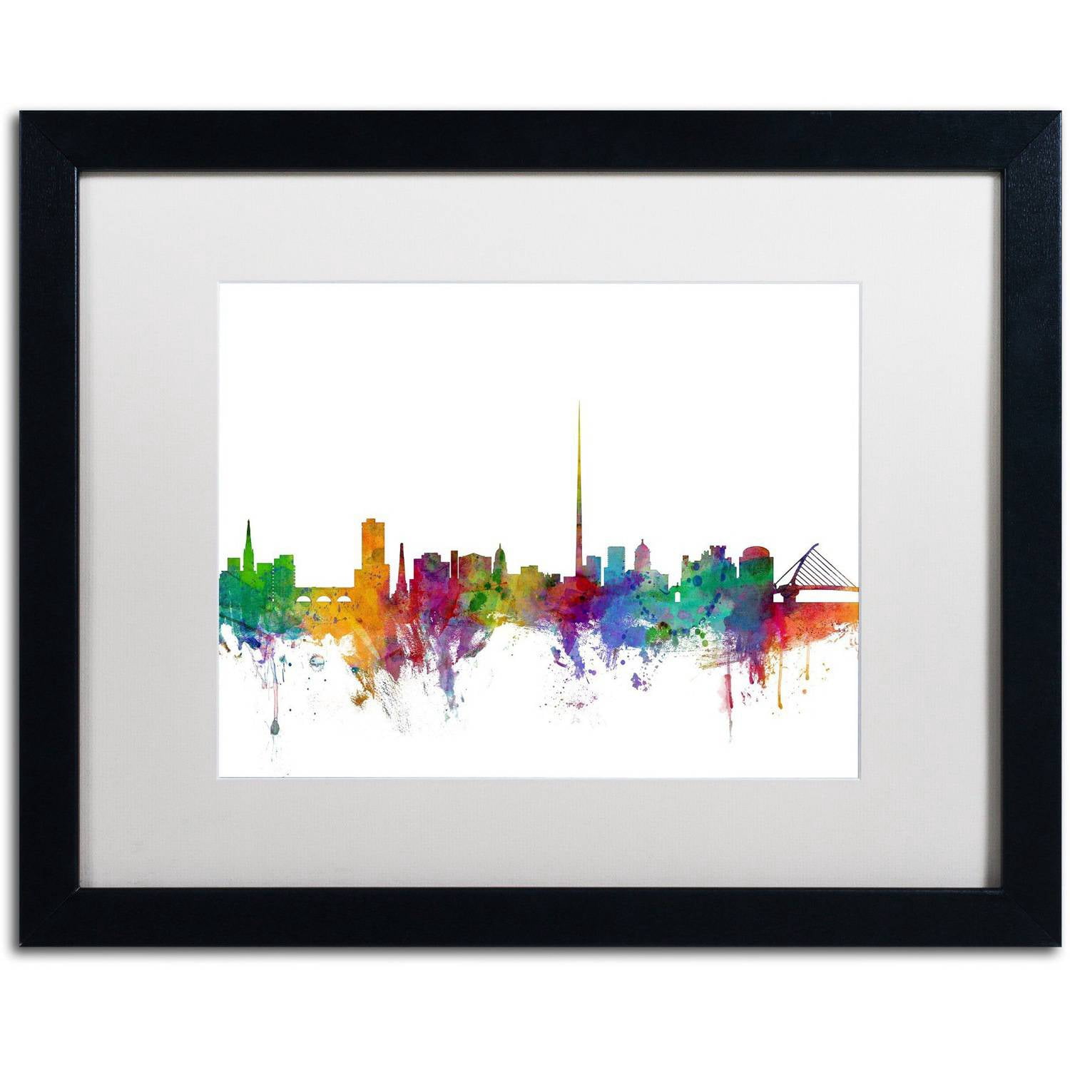 Trademark Fine Art 'Dublin Ireland Skyline' Canvas Art by Michael Tompsett, White Matte, Black Frame
