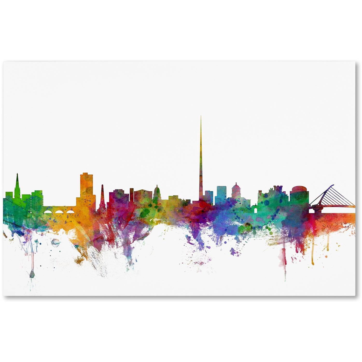 Trademark Fine Art "Dublin Ireland Skyline" Canvas Art by Michael Tompsett