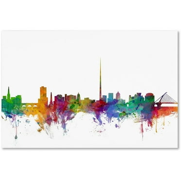 Trademark Fine Art "Dublin Ireland Skyline" Canvas Art by Michael Tompsett