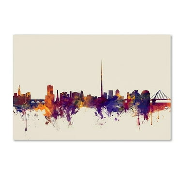 Trademark Fine Art "Dublin Ireland Skyline" Canvas Art by Michael Tompsett