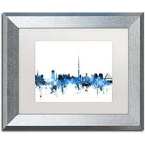 Trademark Fine Art "Dublin Ireland Skyline White" Canvas Art by Michael Tompsett, White Matte, Silver Frame