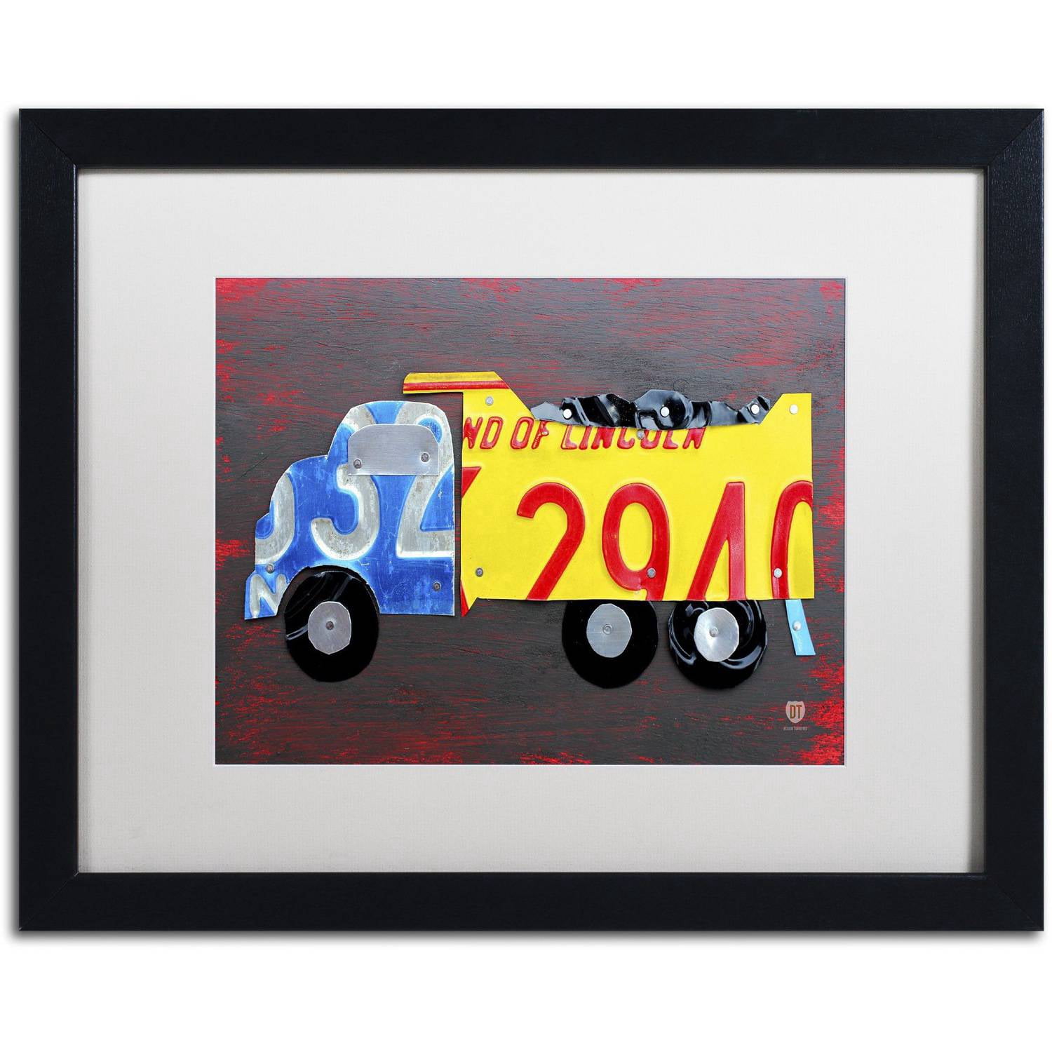 Trademark Fine Art 'Dump Truck' Canvas Art by Design Turnpike, White Matte, Black Frame