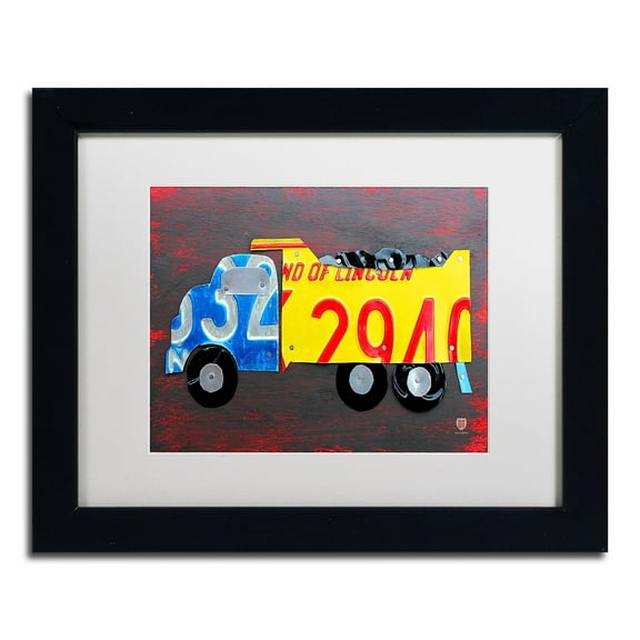 Trademark Fine Art 'Dump Truck' Canvas Art by Design Turnpike, White Matte, Black Frame
