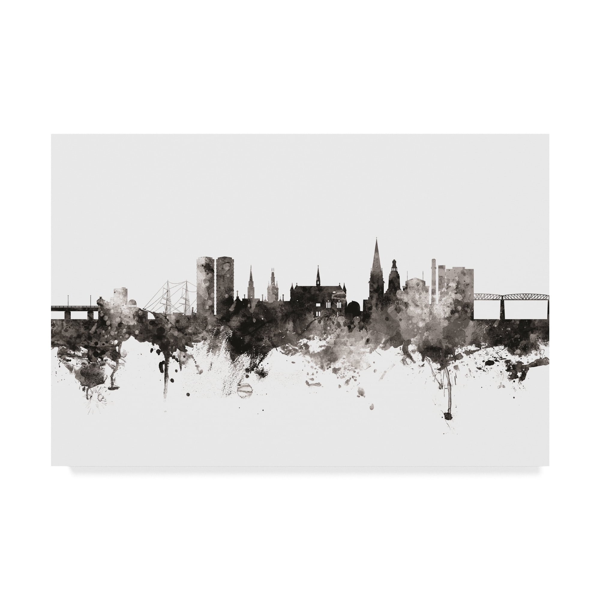 Trademark Fine Art 'Dundee Scotland Skyline Black White' Canvas Art by Michael Tompsett