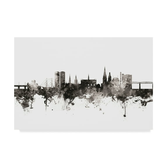 Trademark Fine Art 'Dundee Scotland Skyline Black White' Canvas Art by Michael Tompsett