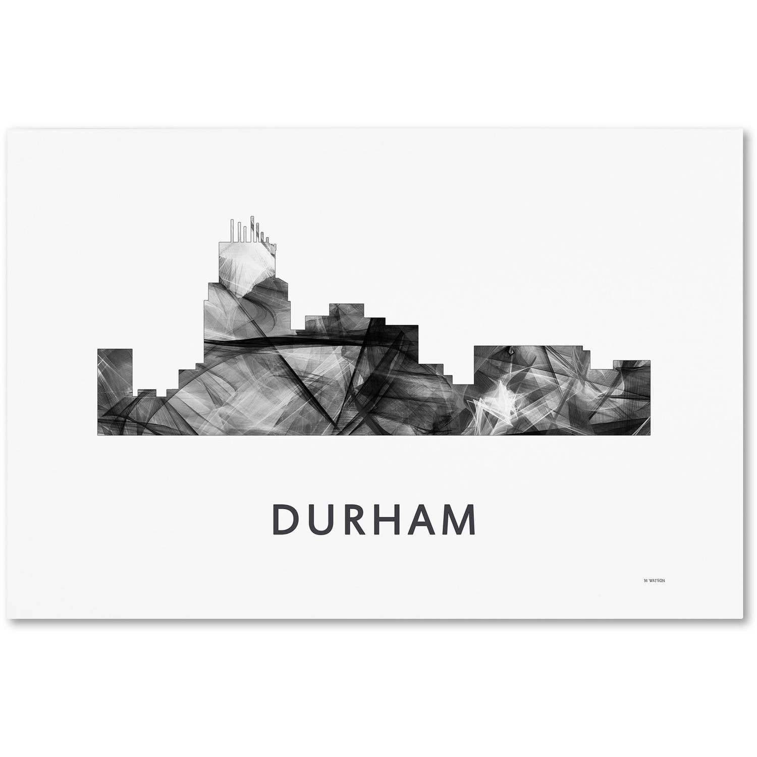 Trademark Fine Art 'Durham North Carolina Skyline WB-BW' Canvas Art by Marlene Watson