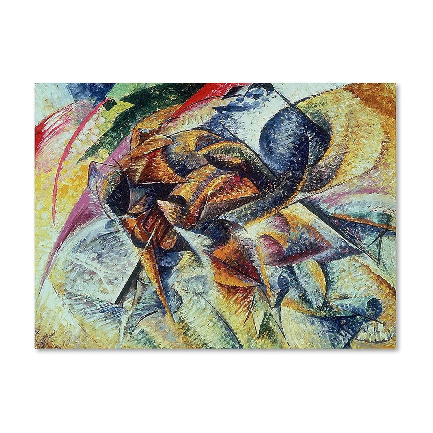 Vibrant Abstract Cyclist Canvas Art in Multicolor