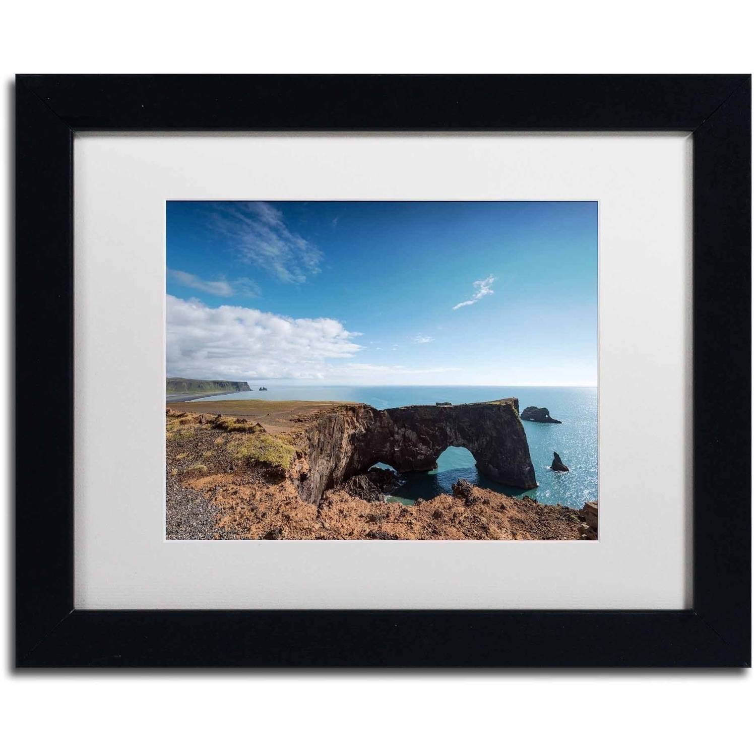 Trademark Fine Art 'Dyrholaey Cape' Canvas Art by Philippe Sainte-Laudy, White Matte, Black Frame