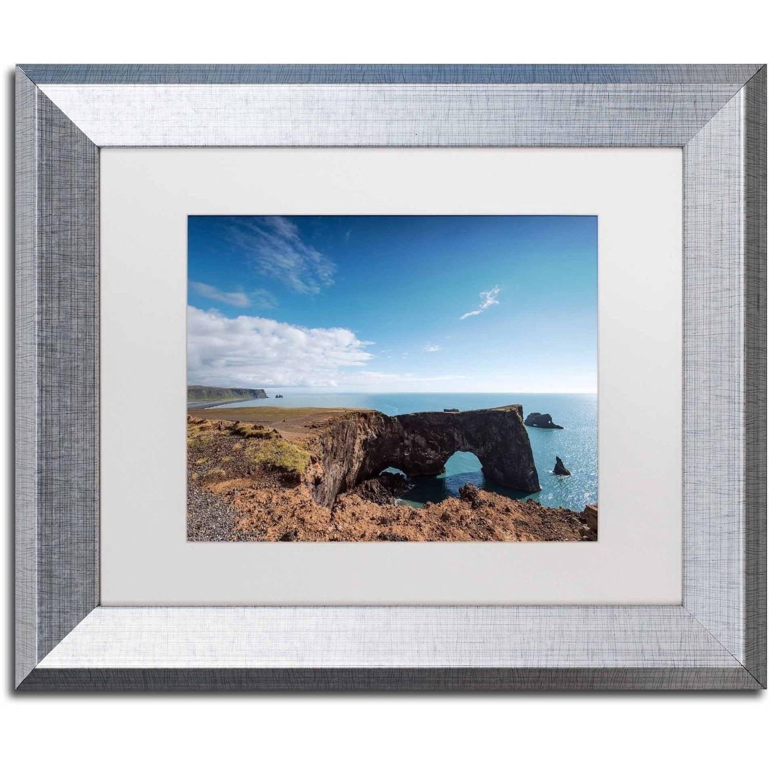 Trademark Fine Art 'Dyrholaey Cape' Canvas Art by Philippe Sainte-Laudy, White Matte, Silver Frame