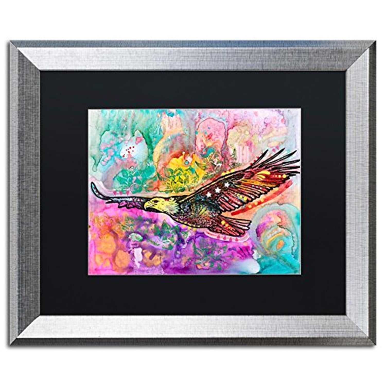 Trademark Fine Art "Eagle" Canvas Art by Dean Russo, Black Matte, Silver Frame