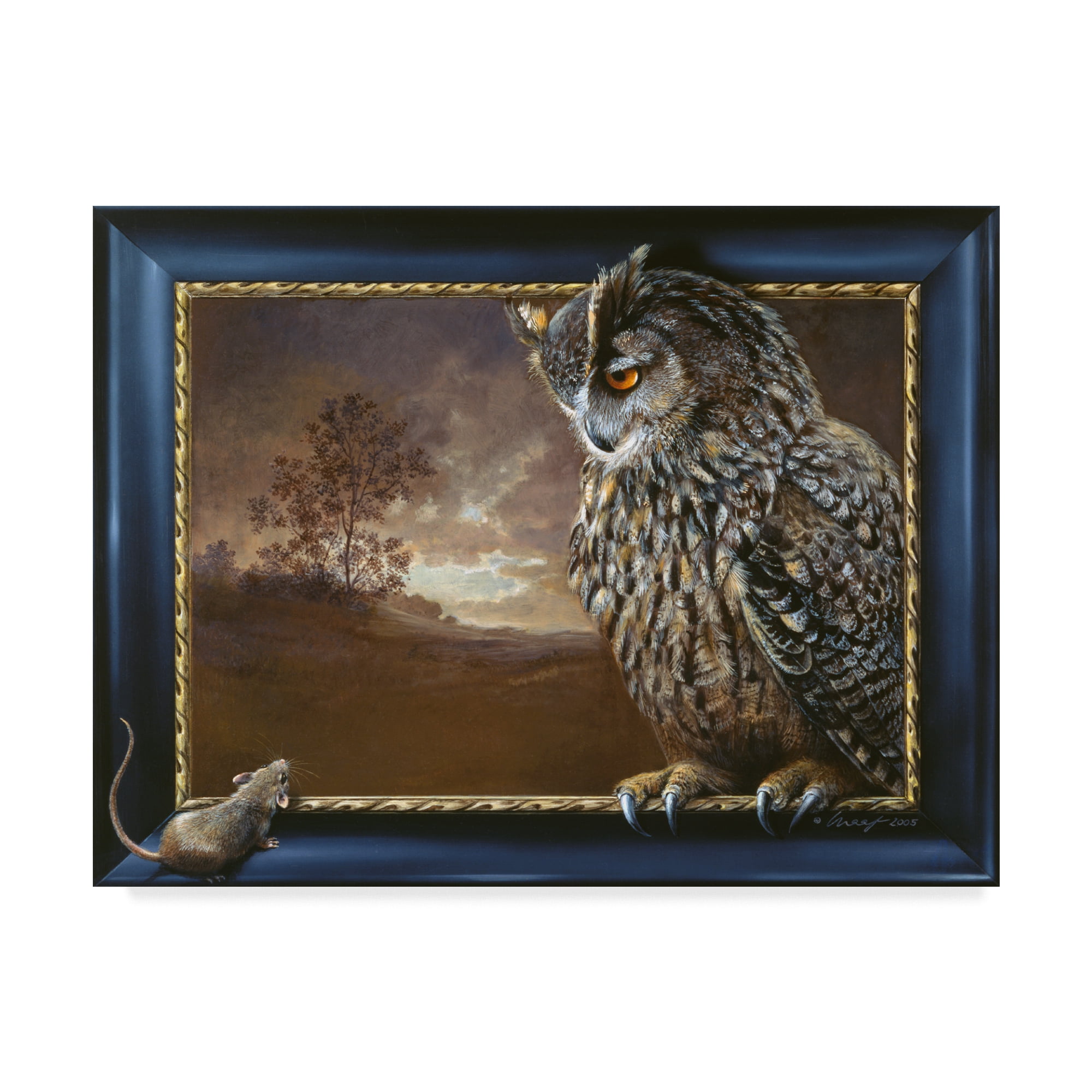 Trademark Fine Art 'Eagle Owl And Mouse' Canvas Art by Harro Maass