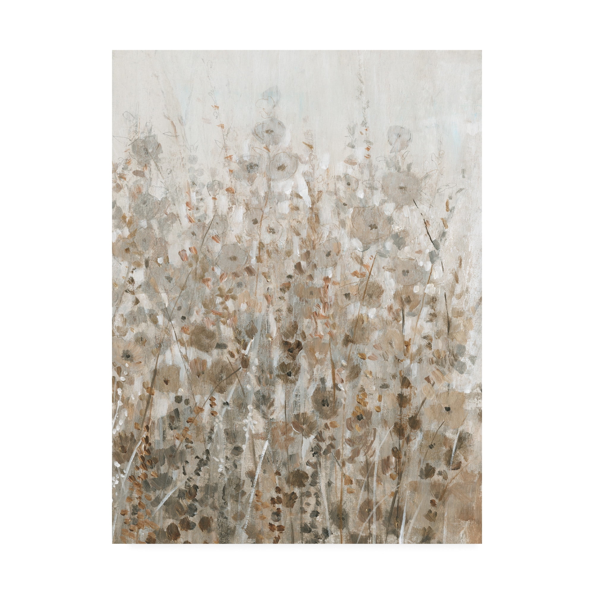 18x24 Beige and Gray Floral Canvas Art