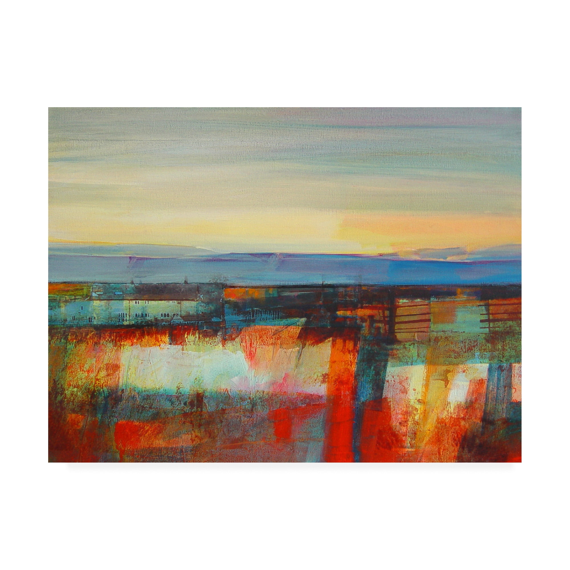 Large Abstract Sunrise Landscape Canvas Art in Multicolor
