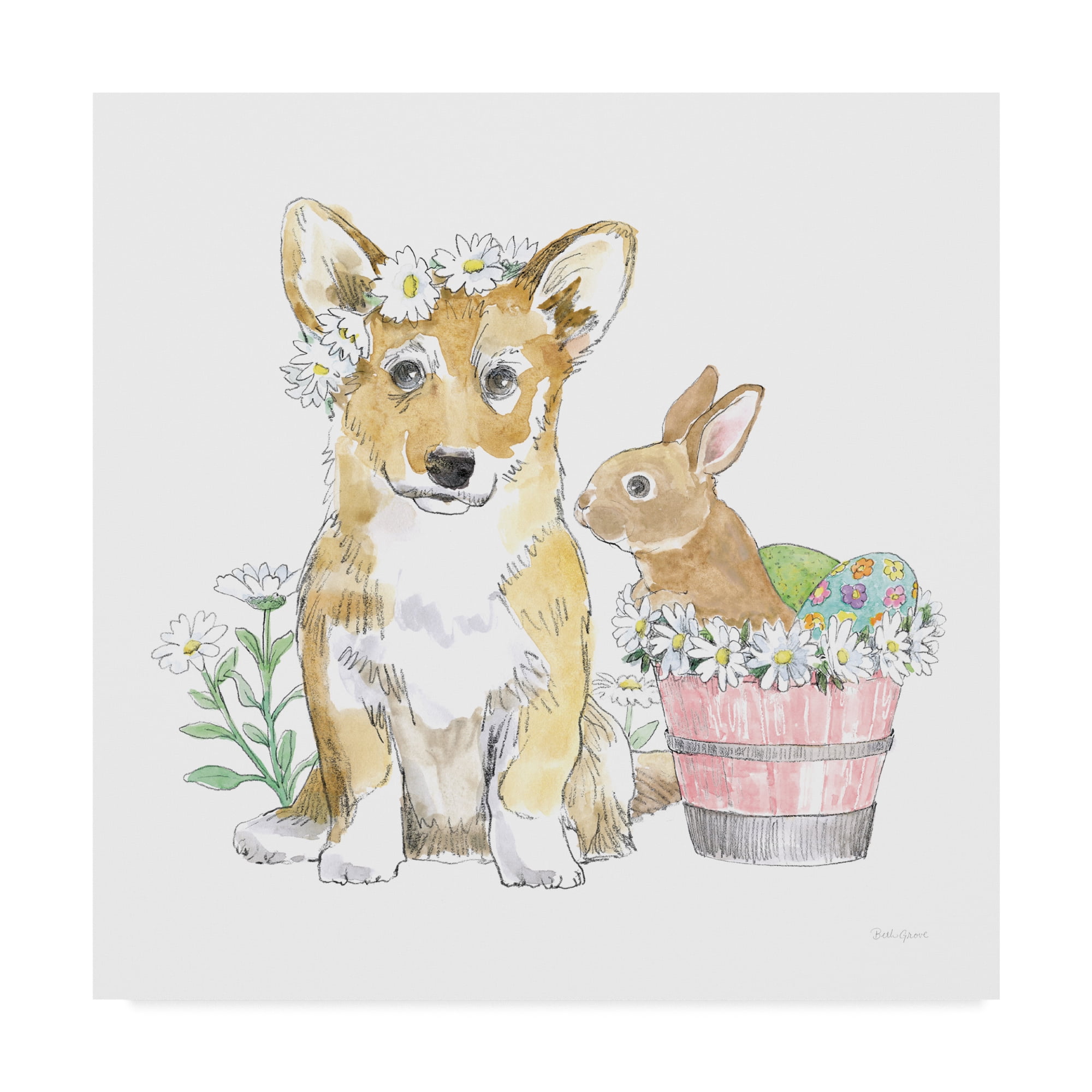 Trademark Fine Art 'Easter Pups I' Canvas Art by Beth Grove
