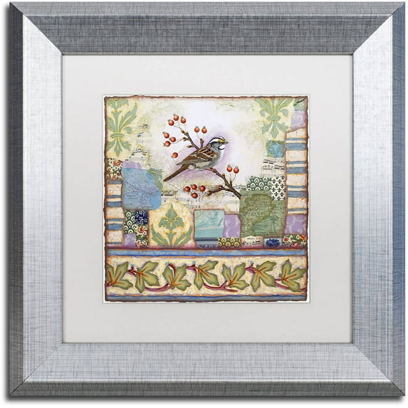 Trademark Fine Art 'Edgartown Sparrow' Canvas Art by Rachel Paxton, White Matte, Silver Frame