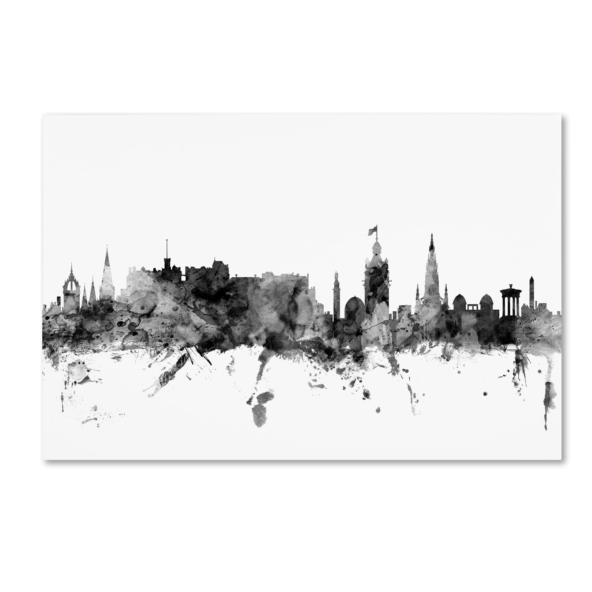 Trademark Fine Art "Edinburgh Scotland Skyline B&W" Canvas Art by Michael Tompsett