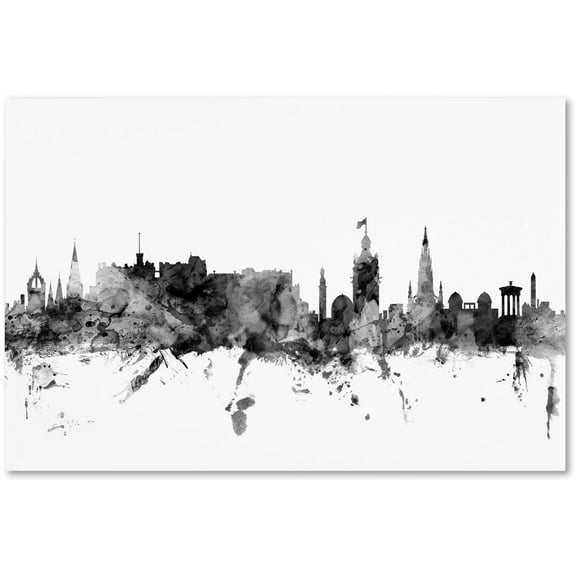 Trademark Fine Art "Edinburgh Scotland Skyline B&W" Canvas Art by Michael Tompsett