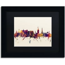 Trademark Fine Art "Edinburgh Scotland Skyline" Canvas Art by Michael Tompsett, Black Matte, Black Frame