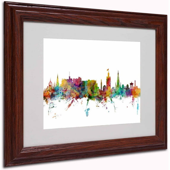 Trademark Fine Art "Edinburgh Scotland Skyline" Canvas Art by Michael Tompsett, Wood Frame