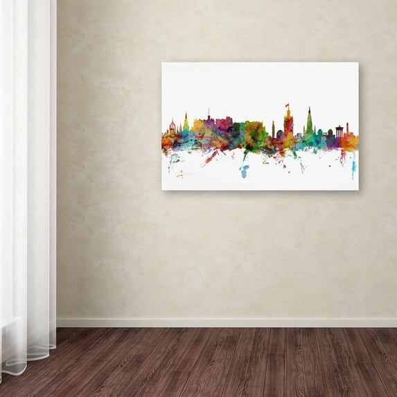 Trademark Fine Art Michael Tompsett Edinburgh Scotland Skyline II Canvas Wall Art - 12x19