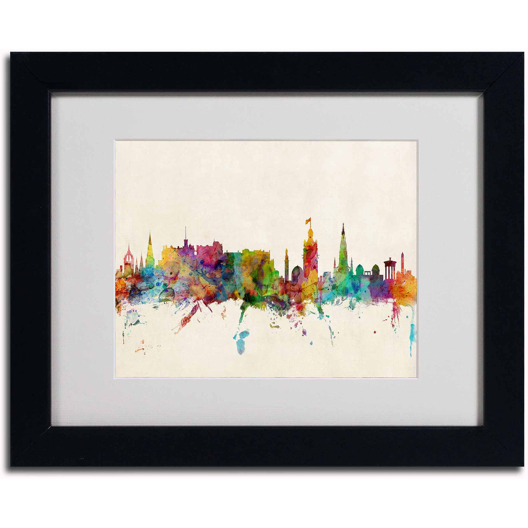 Trademark Fine Art "Edinburgh Scotland Skyline III" Canvas Art by Michael Tompsett, Black Frame
