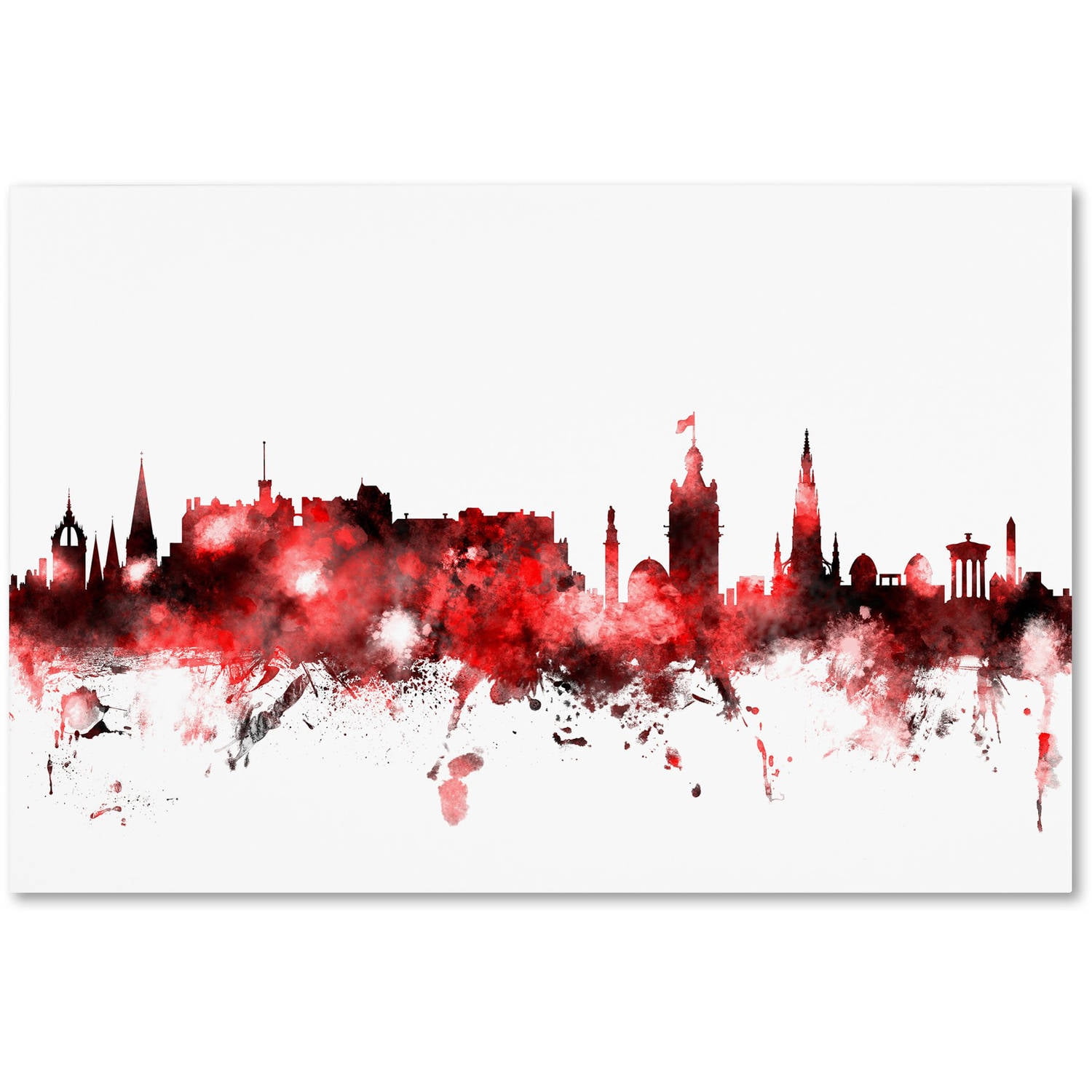Trademark Fine Art "Edinburgh Skyline Red 2" Canvas Art by Michael Tompsett