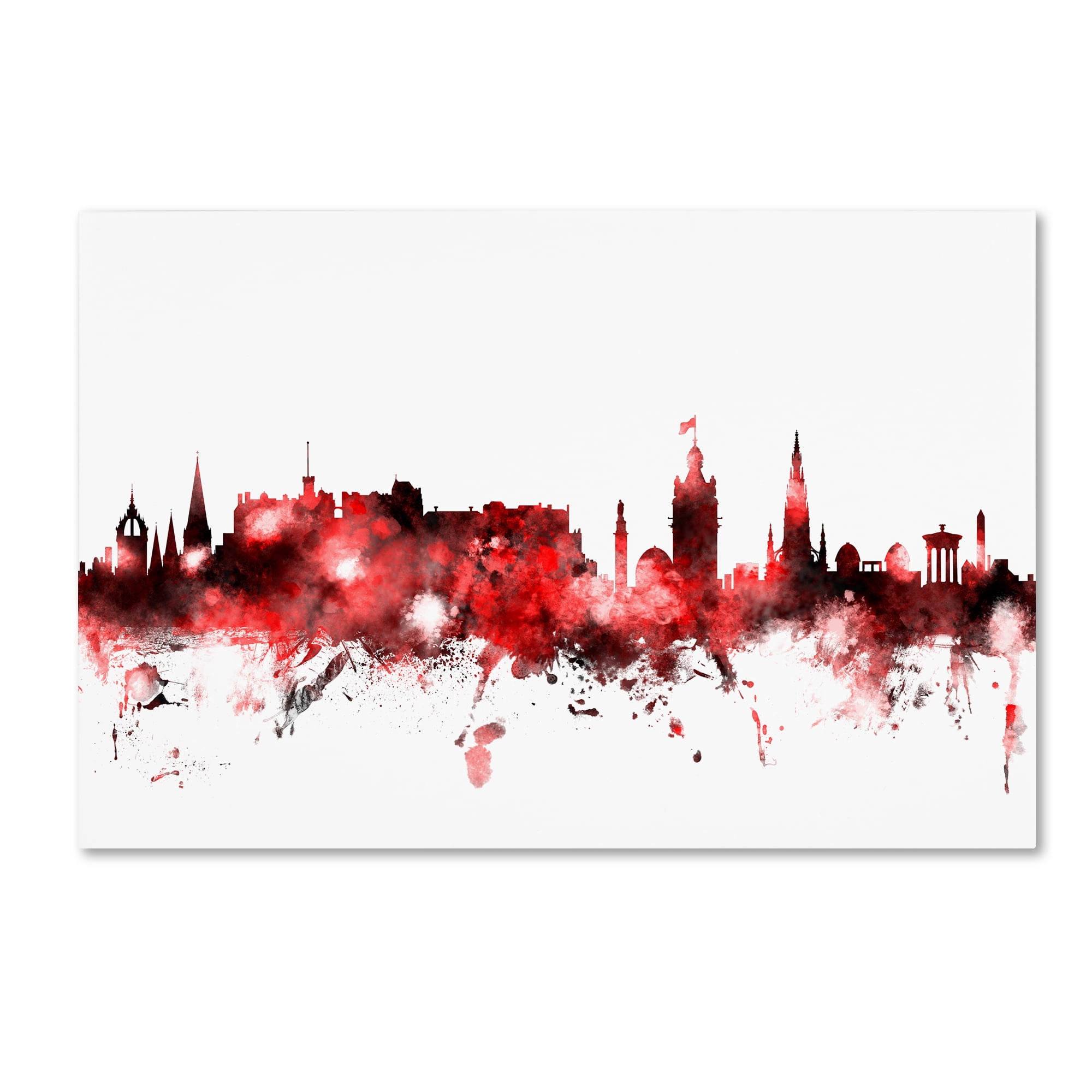 Trademark Fine Art "Edinburgh Skyline Red 2" Canvas Art by Michael Tompsett