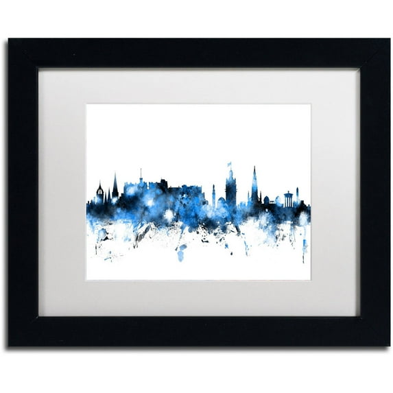 Trademark Fine Art "Edinburgh Skyline White" Canvas Art by Michael Tompsett, White Matte, Black Frame