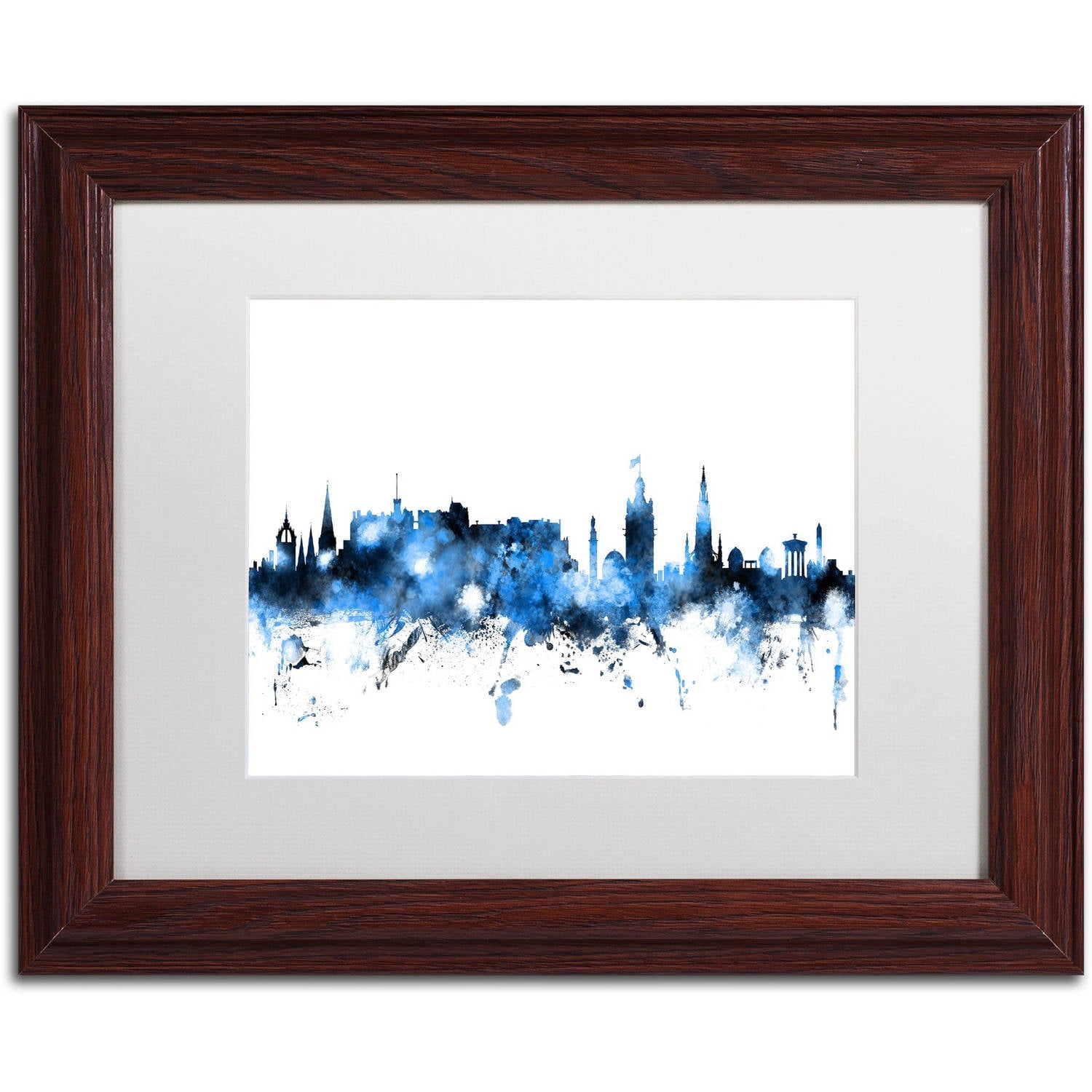 Trademark Fine Art "Edinburgh Skyline White" Canvas Art by Michael Tompsett, White Matte, Wood Frame