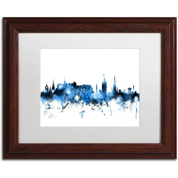 Trademark Fine Art "Edinburgh Skyline White" Canvas Art by Michael Tompsett, White Matte, Wood Frame
