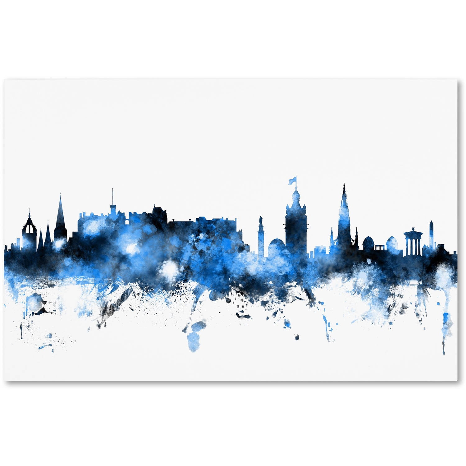 Trademark Fine Art "Edinburgh Skyline White" Canvas Art by Michael Tompsett