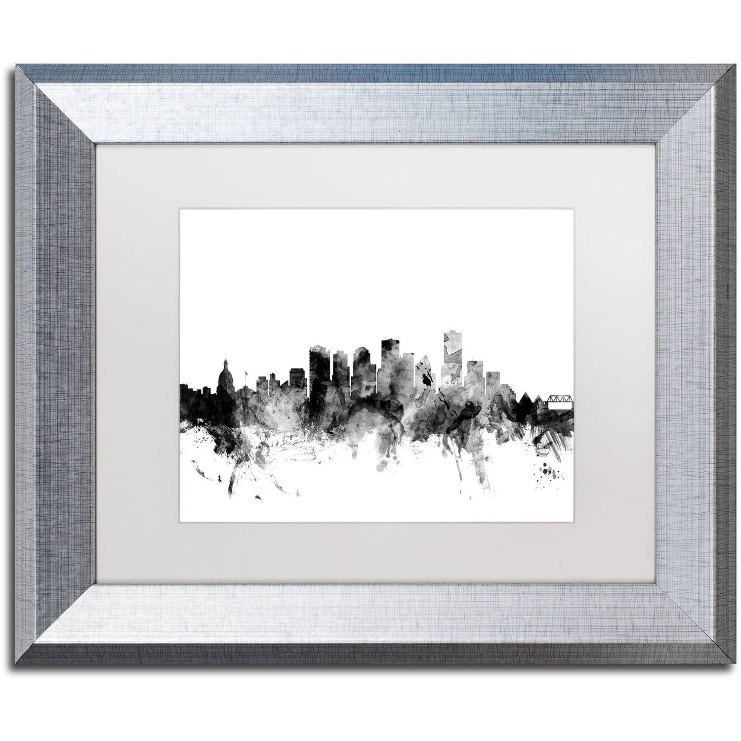 Trademark Fine Art "Edmonton Canada Skyline B&W" Canvas Art by Michael